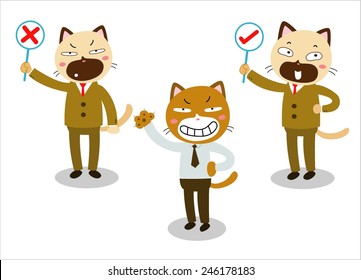 business cat cartoon character isolated on white background vector