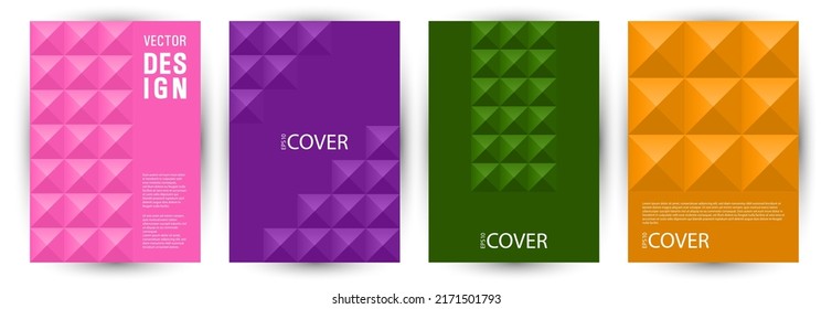 Business catalog cover layout bundle graphic design. Minimalist style retro front page template bundle vector. Tile geometric shapes theme A4 card design