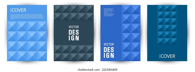 Business catalog cover template bundle A4 design. Bauhaus style futuristic album mockup bundle vector. Tile geometric elements texture A4 cover design