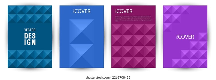 Business catalog front page mokup bundle A4 design. Memphis style material voucher template bundle Eps10. Mosaic geometric elements background vertical card design