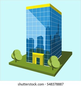 Business center 3D full vector illustration  