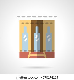 Business center building facade. Glass door and two stylish side windows. Showcases and storefronts. Vector icon flat color style. Web design element for site, mobile and business.