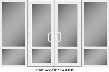 Business center entrance. Vector doors