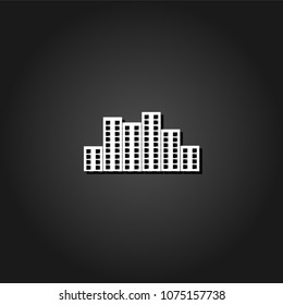 Business center icon flat. Simple White pictogram on black background with shadow. Vector illustration symbol