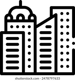 Icono del centro de negocios. Diseño De Estilo Lineal Delgado Aislado Sobre Fondo Blanco