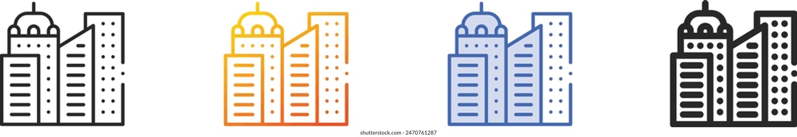 Business center icon.Thin Linear, Gradient, Blue Stroke and bold Style Design Isolated On White Background