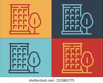 Plantilla de logotipo del centro de negocios, sencillo icono plano de negocios, ciudad, oficina