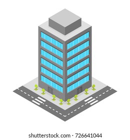 Business center vector. Isometric design. 3d city map elements. 