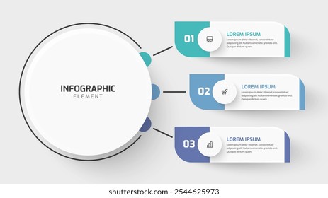 Business Central Circle Infographic Presentation with 3 Circle Label Number and Icon for Workflow