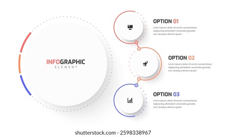Business Central Circle Infographic Presentation with Minimal Color 3 Circles Option and Icon