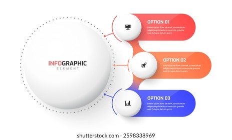 Business Central Circle Infographic Presentation with Metaball Style 3 Circles Option and Icon