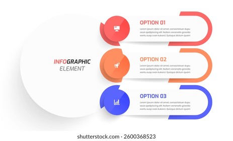 Business Central Circle Infographic Presentation with 3 Circle Color Option and Icon	