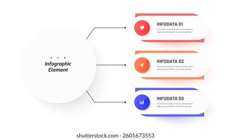 Business Central Circle Infographic Presentation with 3 Circle Label Option and Icon for Workflow	