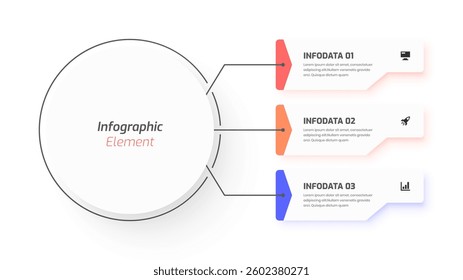 Business Central Circle Infographic Presentation with Abstract Label 3 Option and Icon for Workflow