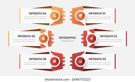 Business Central Circle, Infographic Presentation with Gradient Color, 6 Options and Icon