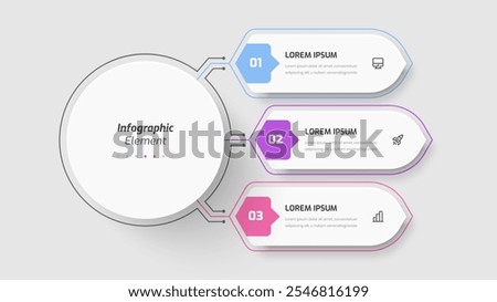 Business Central Circle Infographic Presentation with Abstract Design, 3 Numbers, and Icons