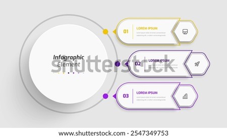 Business Central Circle Infographic Presentation with Abstract Design, 3 Numbers, and Icons