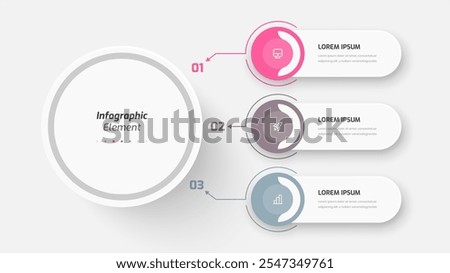 Business Central Circle Infographic Presentation with Abstract Design, 3 Numbers, and Icons