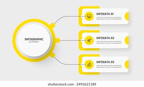 Plantilla de infografía de Business Central Circle con opción e ícono de círculo de color amarillo 3