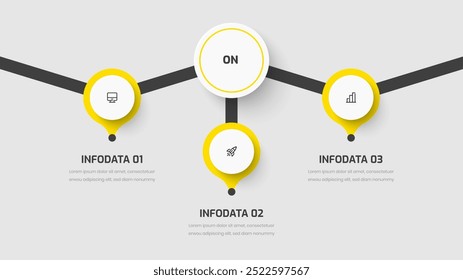 Business Central Circle Infographic Template with Yellow Color Circle Label 3 Option and Icon