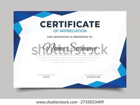 Business Certificate of appreciation template geometric border frame triangle design