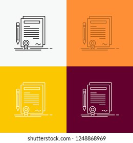 Business, certificate, contract, degree, document Icon Over Various Background. Line style design, designed for web and app. Eps 10 vector illustration