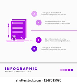 Business, certificate, contract, degree, document Infographics Template for Website and Presentation. GLyph Purple icon infographic style vector illustration.