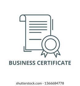 Business certificate line icon, vector. Business certificate outline sign, concept symbol, flat illustration