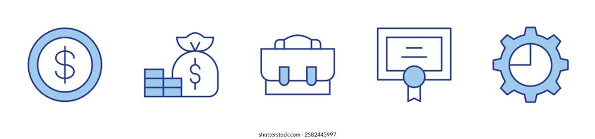 business, certificate, pie chart, money, economics. Business Icon vector illustration. Line Duotone style. Editable stroke.