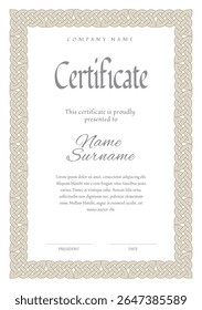 business certificate template. Celtic design vector illustration