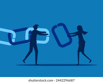 Business chain. Businessmen help connect business chains