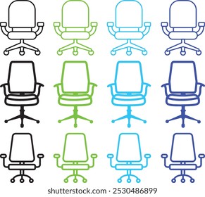 Business chair silhouette vector on white. Office chair silhouette vector art white background. chair icon silhouette style