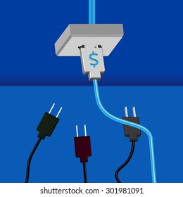 Business challenge with electrical outlet concept