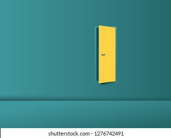 Business challenge or obstacle vector concept, with door on the wall. Symbol of finding solution, overcoming obstacles. Eps10 vector illustration.