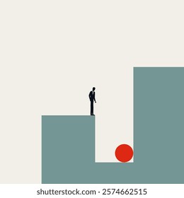 Business challenge or obstacle vector concept. Symbol of looking for solution, strategy, plan. Minimal design eps10 illustration.