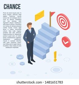 Business chance concept banner. Isometric illustration of business chance vector concept banner for web design