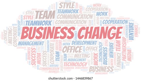 Business Change word cloud. Collage made with text only.