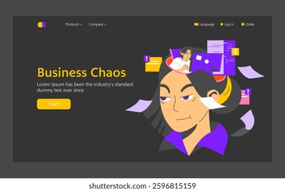 Business Chaos concept. Visual representation of the overwhelming nature of modern business environments. Highlights the challenges professionals face, including constant notifications and information