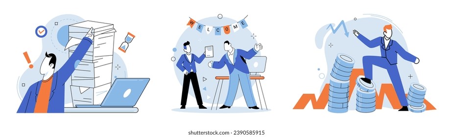 Business chaos. Vector illustration. Addressing root causes chaos and implementing solutions clead to more productive and harmonious work environment The business chaos metaphor underscores need