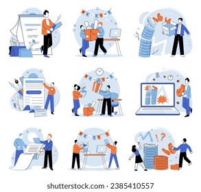 Business chaos. Vector illustration. Implementing organizational tools and systems chelp streamline processes and reduce disorder Addressing underlying causes chaos, such as poor planning or lack