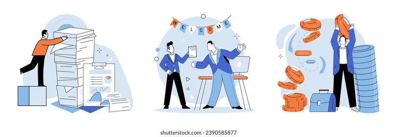 Business chaos. Vector illustration. Implementing systems and processes chelp address disorder and create more organized work environment Providing support and resources calleviate anxiety and prevent