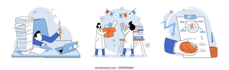 Business chaos. Vector illustration. The business chaos metaphor emphasizes need for effective management and strategies to alleviate chaos and restore order Clear communication and prioritization