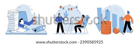 Business chaos. Vector illustration. Problems arise, causing stress and creating mess needs to be addressed Tight deadlines contribute to confusion and heightened stress levels Employees