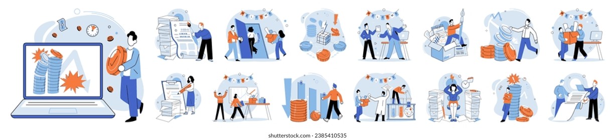 Business chaos. Vector illustration. Taking breaks and practicing self-care are essential in managing chaos and preventing exhaustion Addressing root causes chaos and implementing solutions clead