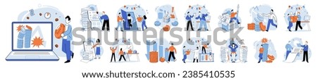 Business chaos. Vector illustration. Taking breaks and practicing self-care are essential in managing chaos and preventing exhaustion Addressing root causes chaos and implementing solutions clead