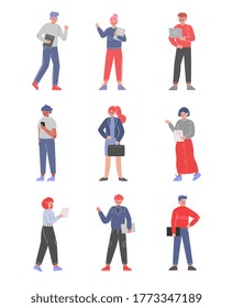 Business Character Collection, Male and Female Office Employees Vector Illustration