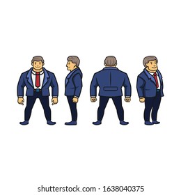 Business Character Design Set , Illustrations Vector Business People With Strategy Concept Cartoon. Planning to Success Standing Man