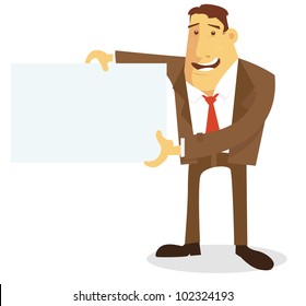 Business character holding blank paper