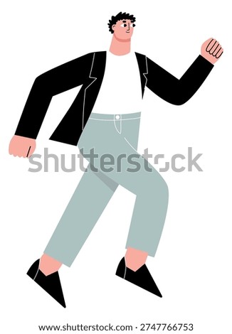 Business character hurrying. Man in formal corporate  outfit