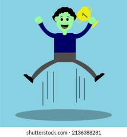 business character illustration concept holding a trophy and getting a prize, can be used for landing page, web, presentation, flyer, banner. Character design.
simple and cute vector illustration 